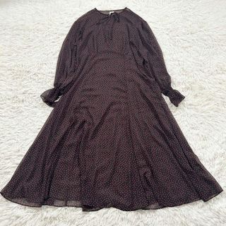 イエナラブークル(IENA LA BOUCLE)のイエナ ラブークル リボン ドット シアー ワンピース ブラック 綺麗目 上品(ロングワンピース/マキシワンピース)