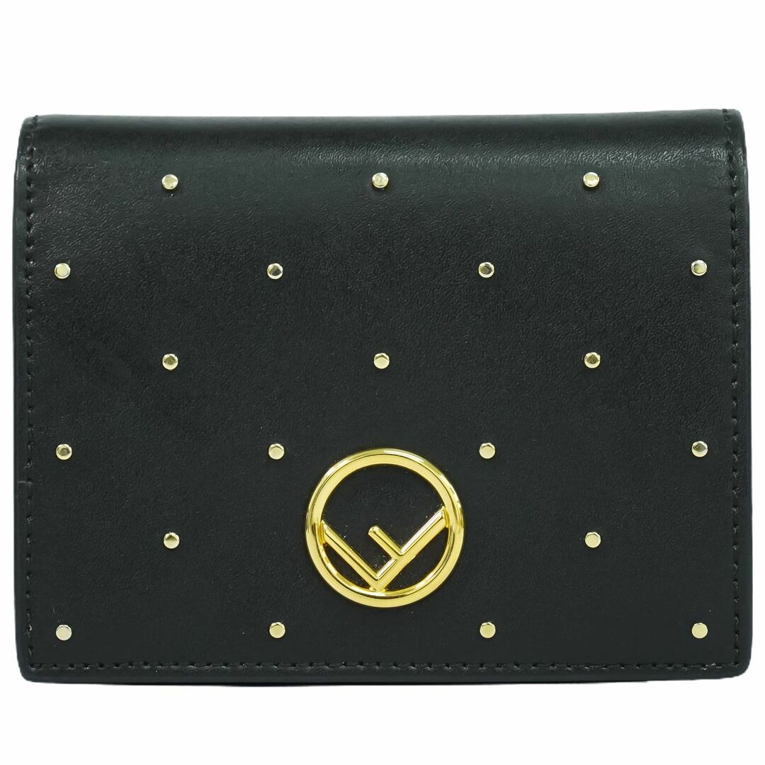 FENDI - 本物 フェンディ FENDI エフイズフェンディ 折財布 コンパクトウォレット レザー ブラック 8M0387 F IS Fendi 財布 ウォレット 中古