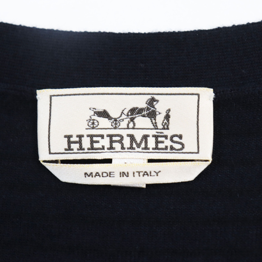 Hermes(エルメス)の極美品●HERMES エルメス カシミヤ100％ ボーダー柄 ニットカーディガン ネイビー グレー ボルドー M イタリア製 メンズ秋冬おすすめ◎ メンズのトップス(カーディガン)の商品写真