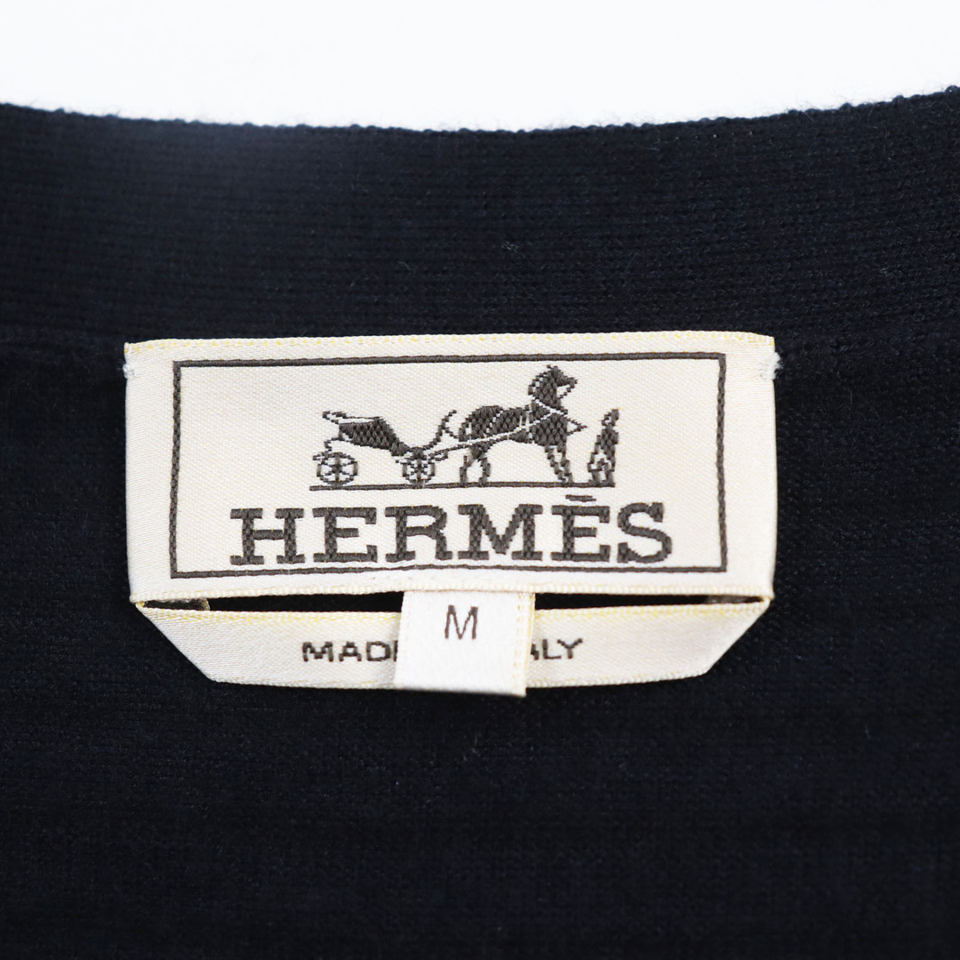 Hermes(エルメス)の極美品●HERMES エルメス カシミヤ100％ ボーダー柄 ニットカーディガン ネイビー グレー ボルドー M イタリア製 メンズ秋冬おすすめ◎ メンズのトップス(カーディガン)の商品写真