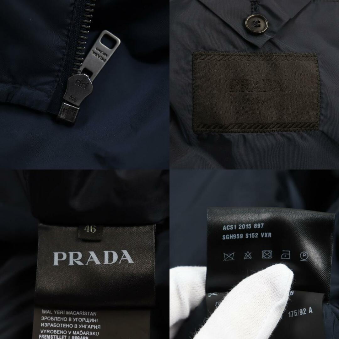 PRADA(プラダ)の極美品●PRADA プラダ SGH959 レイヤード付き フライフロント チェスターコート ダークネイビー 46 ハンガー・ガーメント付き 正規品 メンズ メンズのジャケット/アウター(チェスターコート)の商品写真