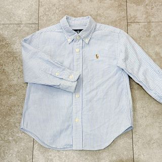 ラルフローレン(Ralph Lauren)の【 美品 】ラルフローレン 長袖 ストライプ シャツ キッズ 90cm 水色(ブラウス)