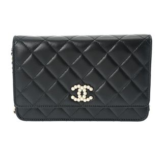 シャネル(CHANEL)のシャネル マトラッセ パール チェーンウォレット  ショルダーバッグ 黒(その他)