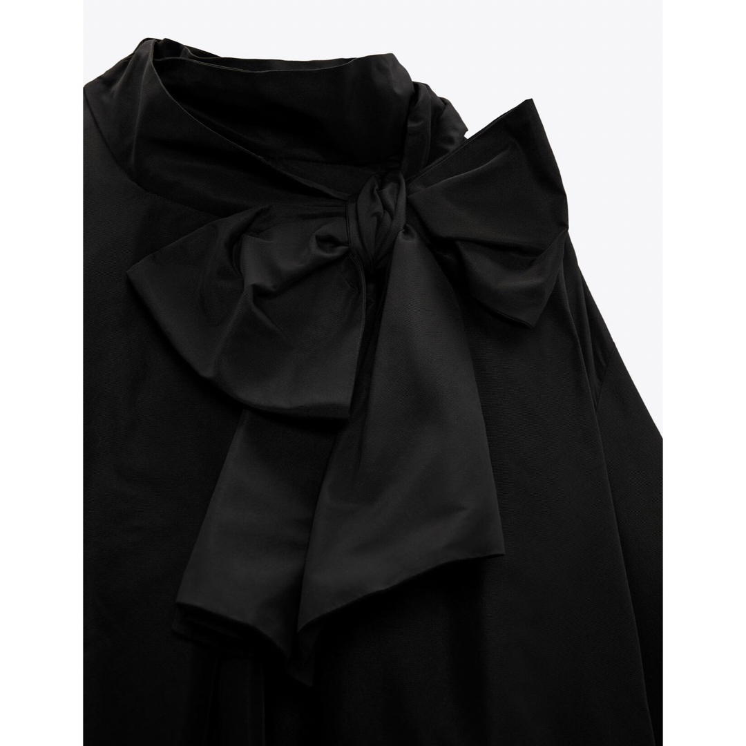 ZARA(ザラ)のZARA ザラ　リボン付きブラウス　ブラック レディースのトップス(シャツ/ブラウス(長袖/七分))の商品写真