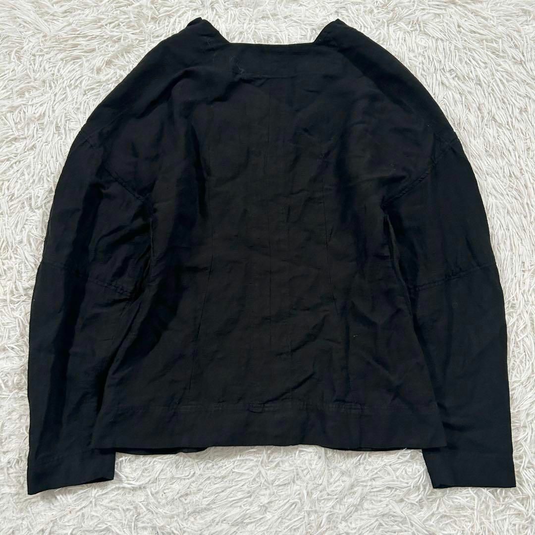 CHAOS(カオス)のカオス リネン アルパカ カーディガン ノーカラー ブラック 綺麗目 大人 レディースのジャケット/アウター(テーラードジャケット)の商品写真