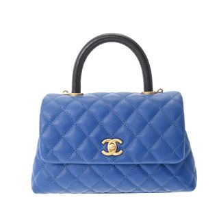 CHANEL - シャネル マトラッセ トップハンドル XS 2WAY ハンドバッグ ブルー