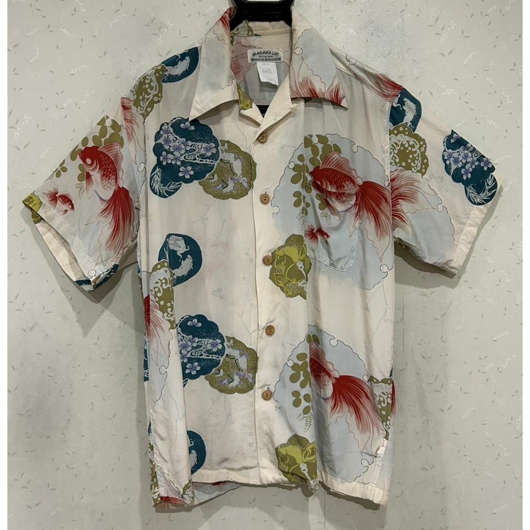 ＊マカナレイ シルク 和柄 金魚 アロハシャツ トップス L メンズのトップス(シャツ)の商品写真