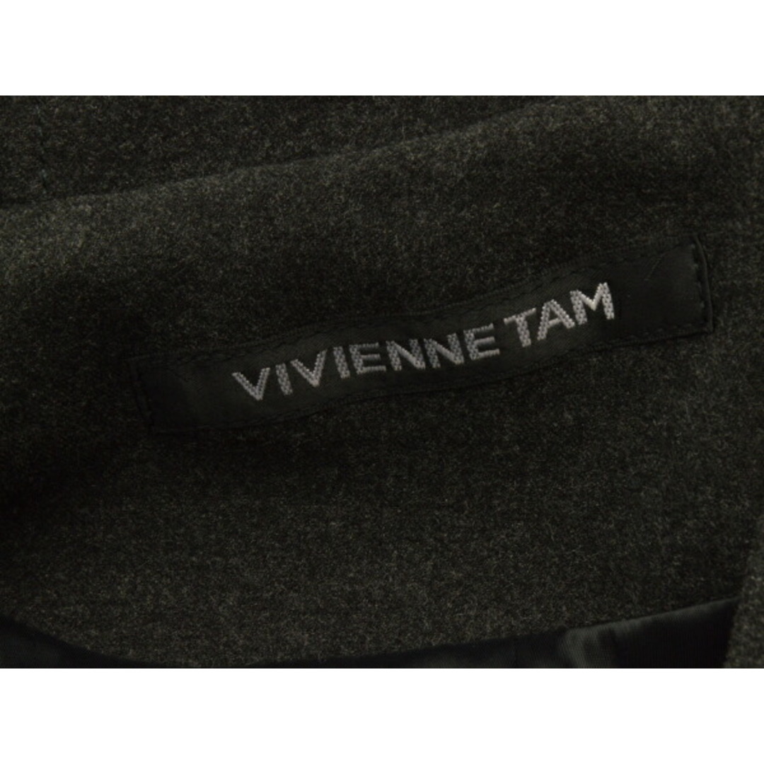 VIVIENNE TAM(ヴィヴィアンタム)のヴィヴィアンタム VIVIENNE TAM  2WAY丈 フード 裾切替 コート 38サイズ チャコールグレー×カーキ レディース u_s F-L7731 レディースのジャケット/アウター(ロングコート)の商品写真