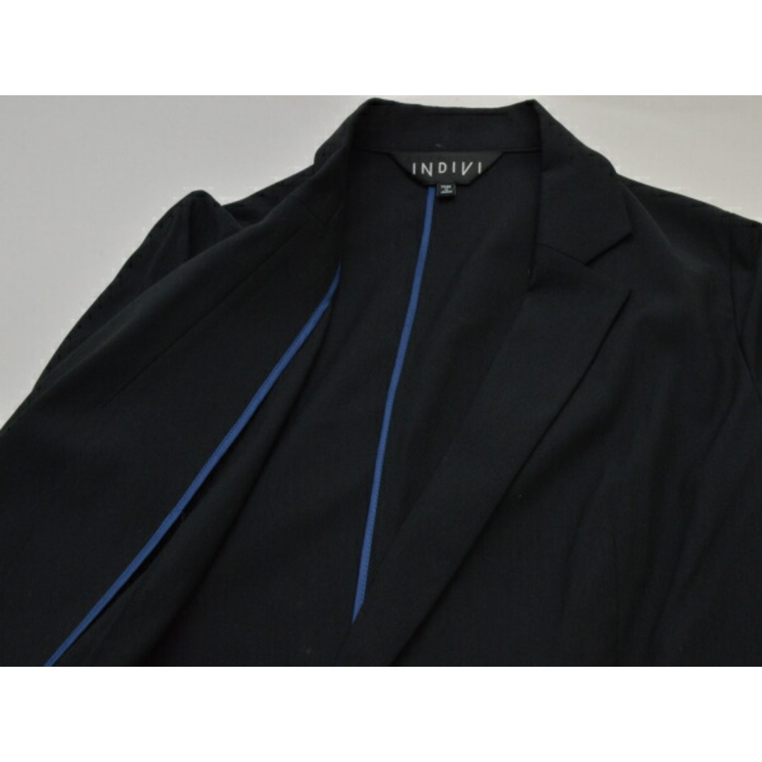 INDIVI(インディヴィ)のインディヴィ INDIVI 麻混ダブルジャケット 40サイズ 127-46010 ブラック レディース j_p F-L7765 レディースのジャケット/アウター(ロングコート)の商品写真