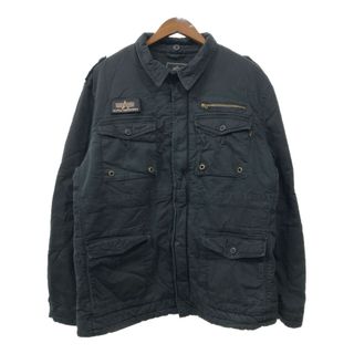 ALPHA INDUSTRIES アルファ インダストリーズ ミリタリージャケット 大きいサイズ ブラック (メンズ 2XL) 中古 古着 Q6731(その他)