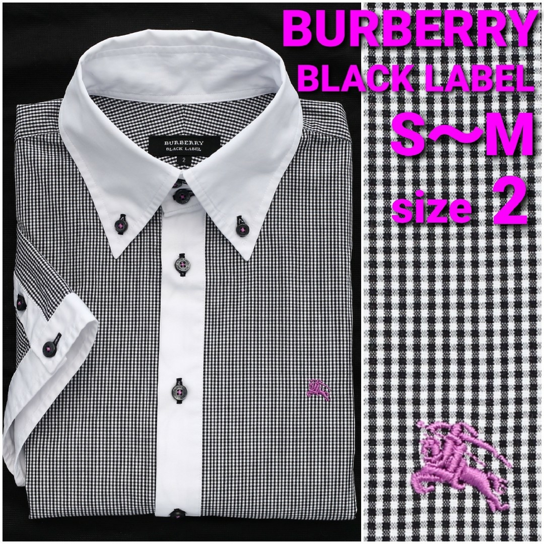 BURBERRY BLACK LABEL(バーバリーブラックレーベル)のBURBERRY 半袖クレリックシャツ size2 S～M ギンガムチェック メンズのトップス(シャツ)の商品写真