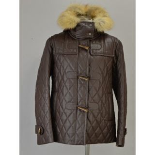 バーバリー(BURBERRY)のバーバリー BURBERRY LONDON ムートンレザーダッフルコート フォックスファー 40サイズ ブラウン レディース e_u F-L7803(ロングコート)