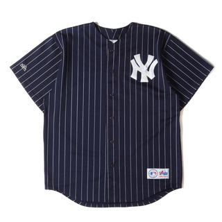 Majestic - Majestic マジェスティック シャツ サイズ:XL / 90s New York Yankeesモデル ベースボールシャツ ネイビー 紺 / 90年代 古着 トップス カジュアルシャツ 半袖【メンズ】【中古】