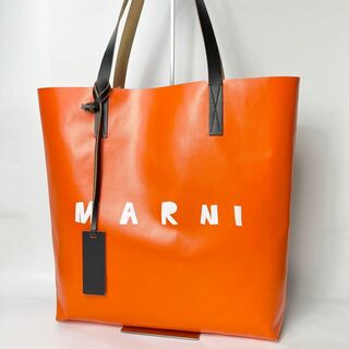 マルニ(Marni)の【美品】マルニ　PVC×レザー　ショッピングトートバッグ　バーチカル　A4可能(トートバッグ)