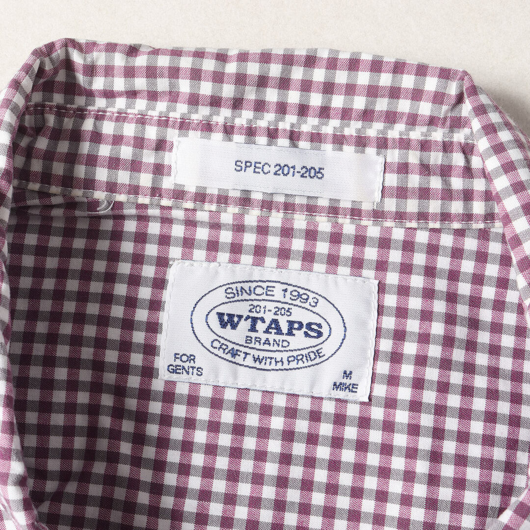 W)taps(ダブルタップス)のWTAPS ダブルタップス シャツ サイズ:M / コットン チェック 半袖シャツ バーガンディー グレー ホワイト / トップス カジュアルシャツ【メンズ】【中古】 メンズのトップス(シャツ)の商品写真