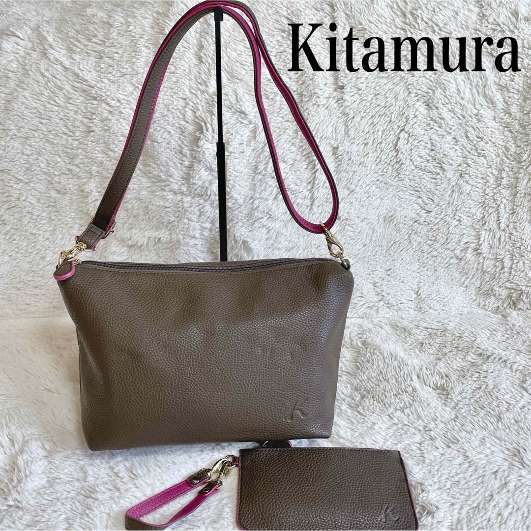 Kitamura(キタムラ)の美品 Kitamura ポーチ付き ショルダーバッグ アクセサリーポーチ レザー レディースのバッグ(ショルダーバッグ)の商品写真