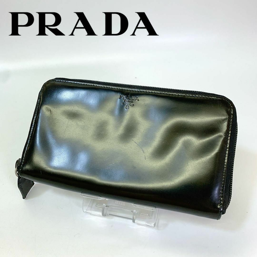 PRADA(プラダ)の3277 良品 PRADA プラダ　財布　長財布　エナメル　ラウンドファスナー メンズのファッション小物(長財布)の商品写真