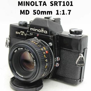 コニカミノルタ(KONICA MINOLTA)のMinolta SRT101 ブラック + MD 50mm 1:1.7 整備済(フィルムカメラ)