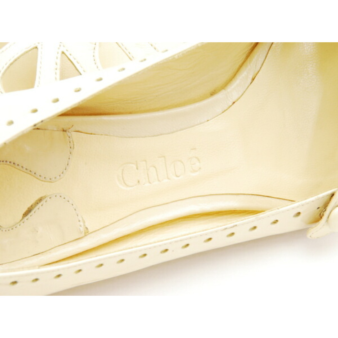 Chloe(クロエ)のクロエ Chloe エナメル/パテント レザー フラットシューズ 36サイズ アイボリー イタリア製 レディース F-LSHOE3311 レディースの靴/シューズ(その他)の商品写真