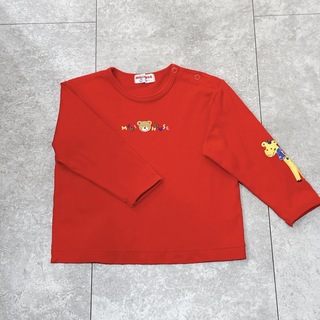 ミキハウス(mikihouse)の【 美品 】 ミキハウス ロゴ ロンT Tシャツ レトロ 赤 90cm(Tシャツ/カットソー)