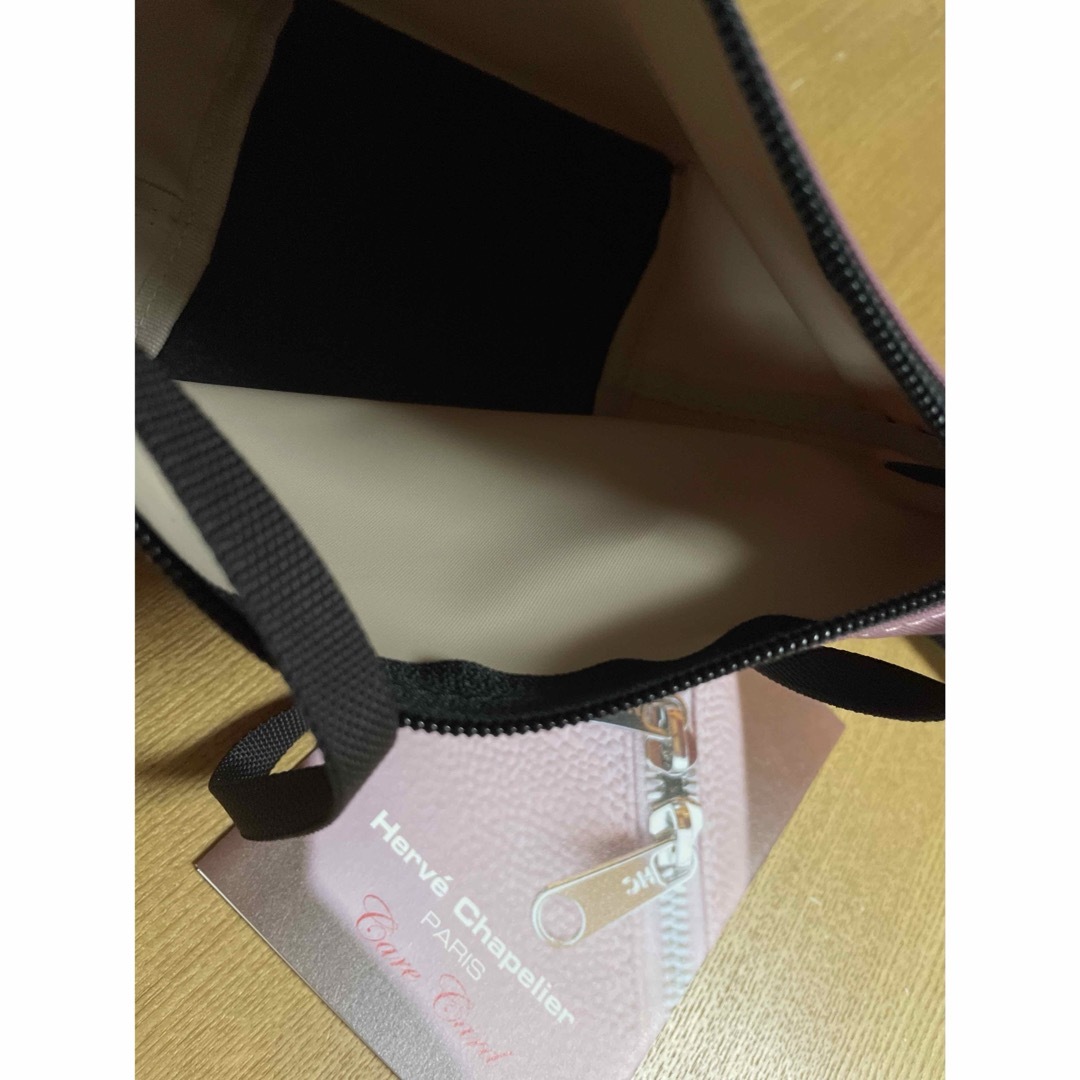 Herve Chapelier(エルベシャプリエ)の最終価格✨ 新品✨エルベシャプリエ　ポシェット　くすみピンク系　ケアカードあり レディースのバッグ(ショルダーバッグ)の商品写真