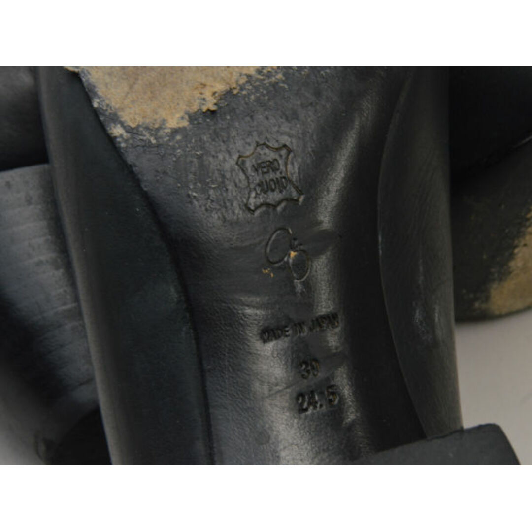 ミナペルホネン mina perhonen tikki シューズ パンプス カーフスキン レザー 24.5cm ブラック レディース j_p F-LSHOE4958 レディースの靴/シューズ(ハイヒール/パンプス)の商品写真