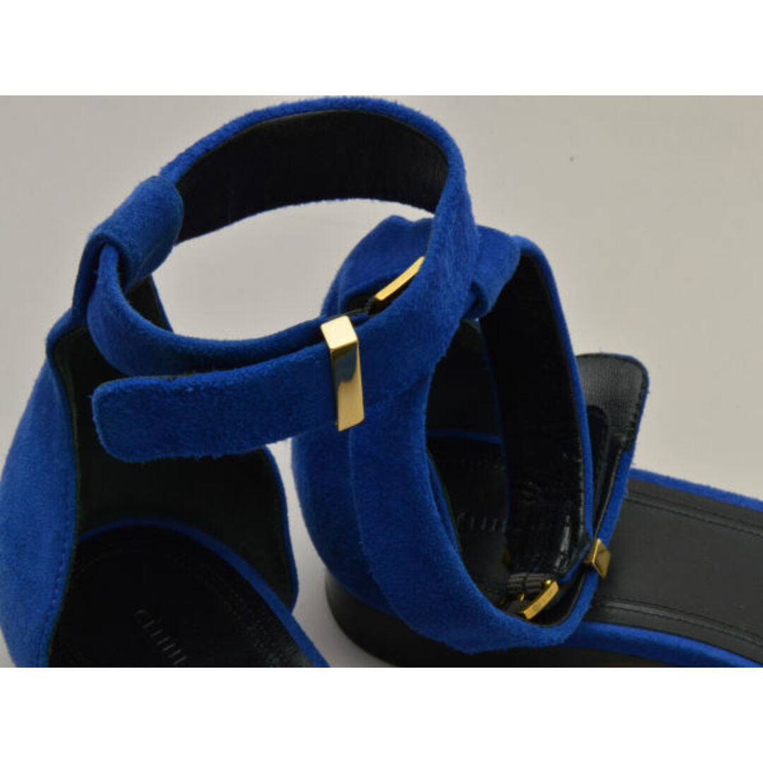 celine(セリーヌ)のセリーヌ CELINE サンダル アンクルストラップスウェードレザー 4 Open s Flat Sandal 36 1/2 ブルー レディース su_p e_u F-LSHOE4994 レディースの靴/シューズ(サンダル)の商品写真