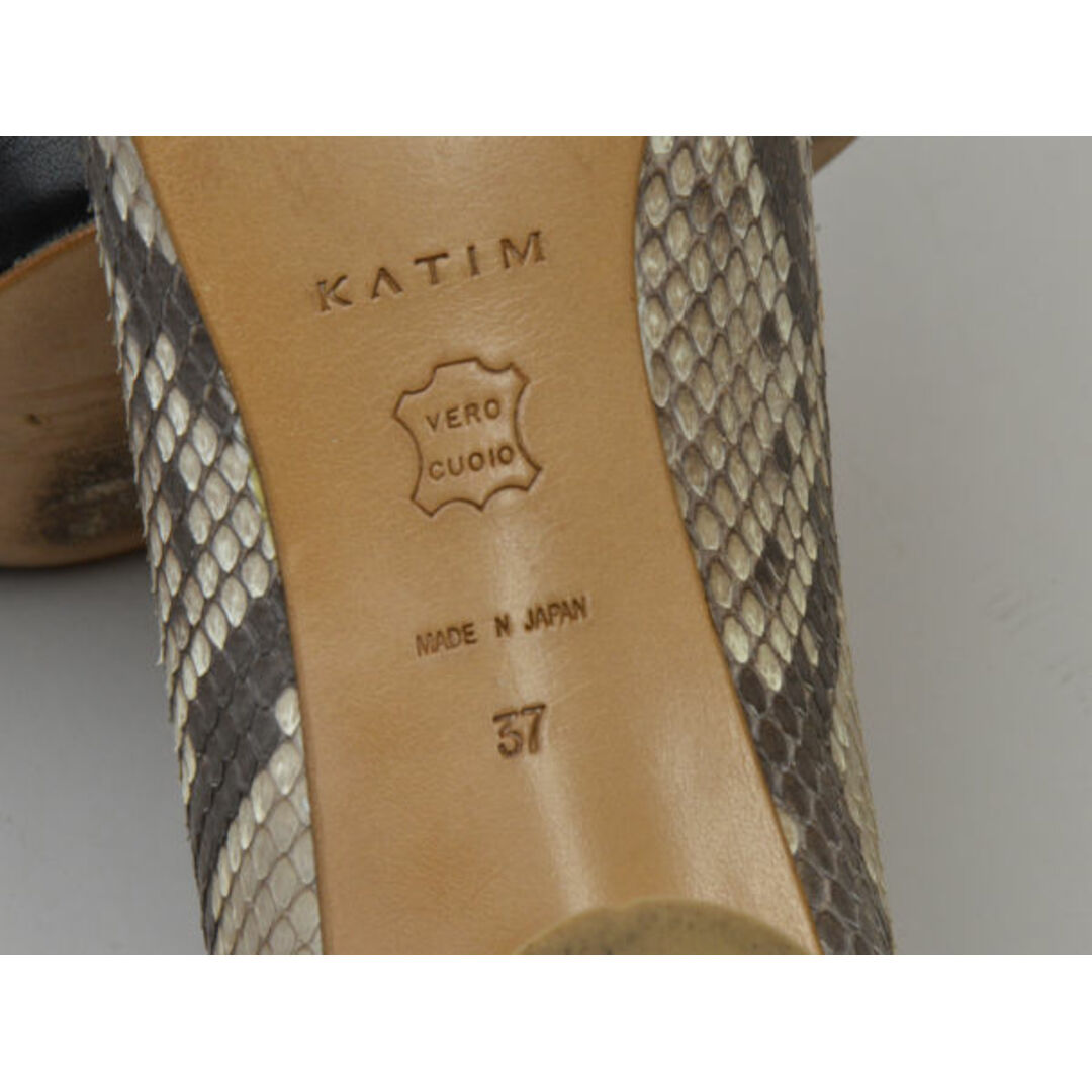 カチム KATIM パンプス パイソン柄　レザー　37サイズ ベージュ×ブラック レディース j_p F-LSHOE5004 レディースの靴/シューズ(ハイヒール/パンプス)の商品写真