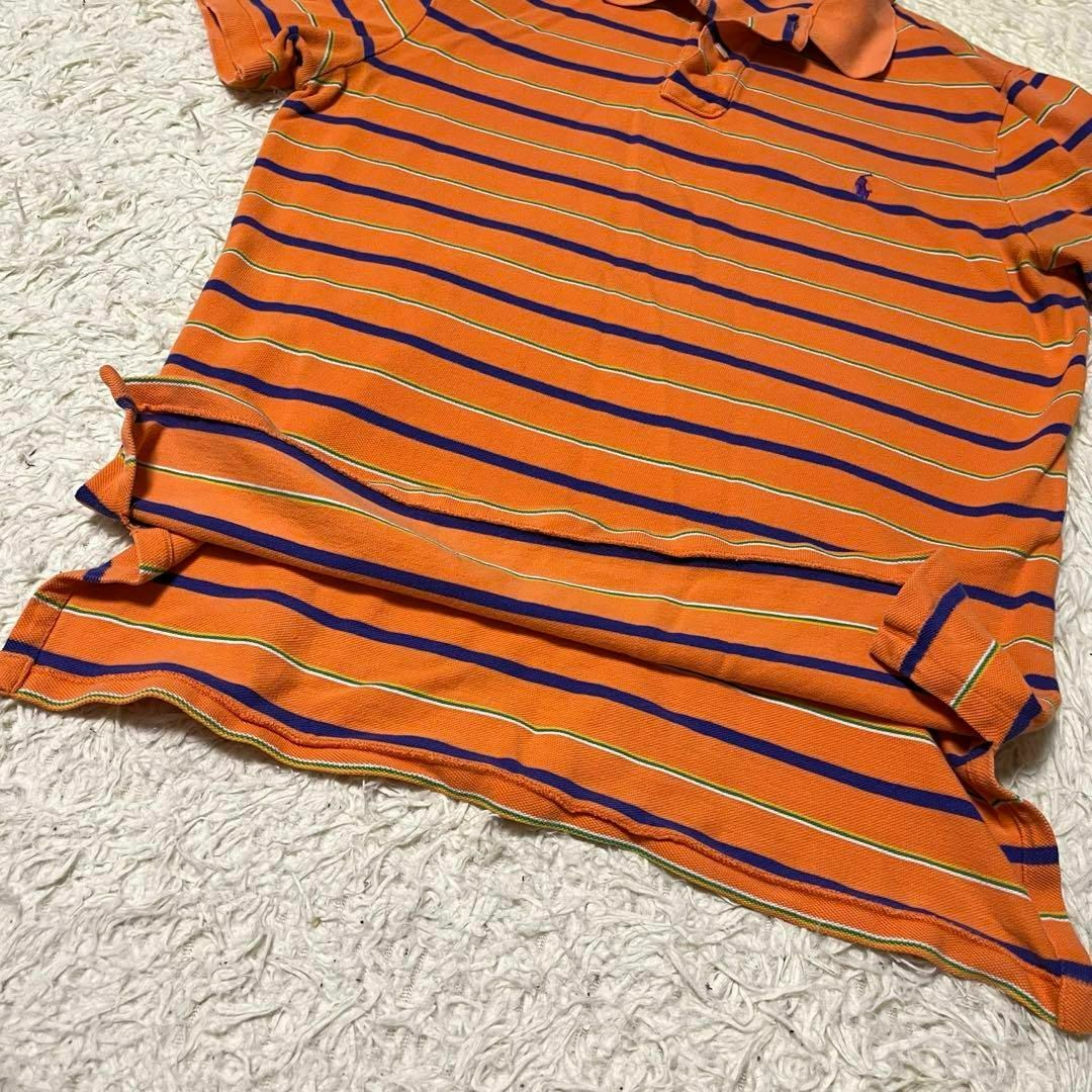 POLO RALPH LAUREN(ポロラルフローレン)のポロラルフローレン ポロシャツ 半袖 ポニー 刺繍ロゴ ボーダー 綿 オレンジ メンズのトップス(ポロシャツ)の商品写真