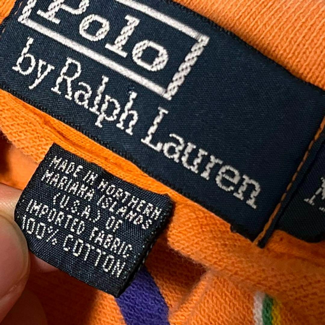 POLO RALPH LAUREN(ポロラルフローレン)のポロラルフローレン ポロシャツ 半袖 ポニー 刺繍ロゴ ボーダー 綿 オレンジ メンズのトップス(ポロシャツ)の商品写真