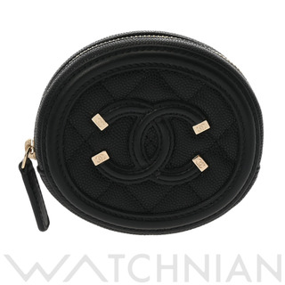 シャネル(CHANEL)の中古 シャネル CHANEL A81458 29番台 レディース コインケース ブラック /ゴールド金具 グレインドカーフスキン(コインケース)