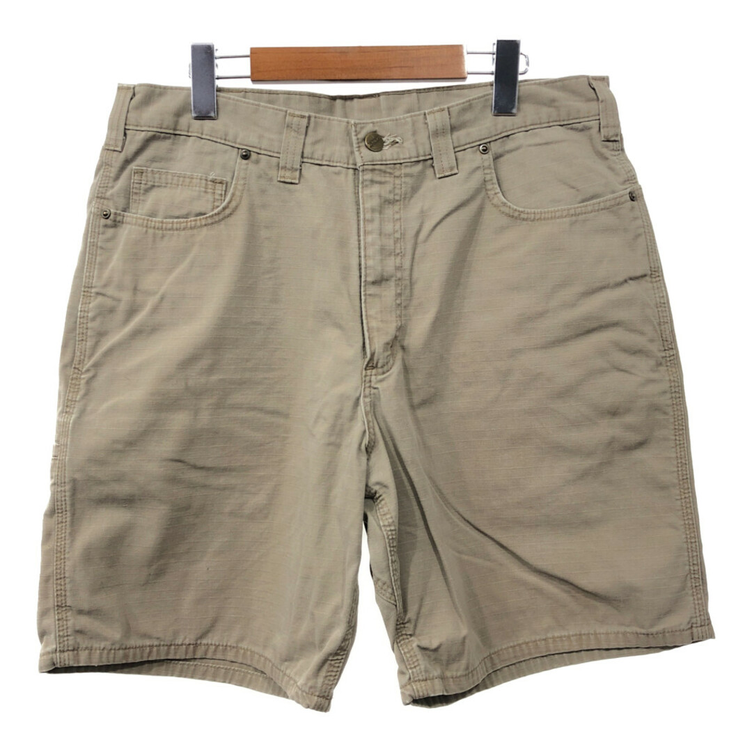 carhartt(カーハート)のCarhartt カーハート ショートパンツ リップストップ ワーク ベージュ (メンズ W34) 中古 古着 Q6749 メンズのパンツ(ショートパンツ)の商品写真