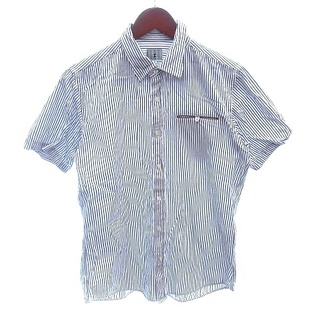 タケオキクチ(TAKEO KIKUCHI)のタケオキクチ ステンカラーシャツ ストライプ 半袖 3 白 ホワイト /AU(シャツ)