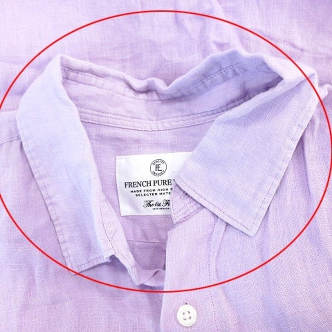nano・universe(ナノユニバース)のナノユニバース ステンカラーシャツ 麻 リネン 長袖 L 紫 パープル /AU メンズのトップス(シャツ)の商品写真