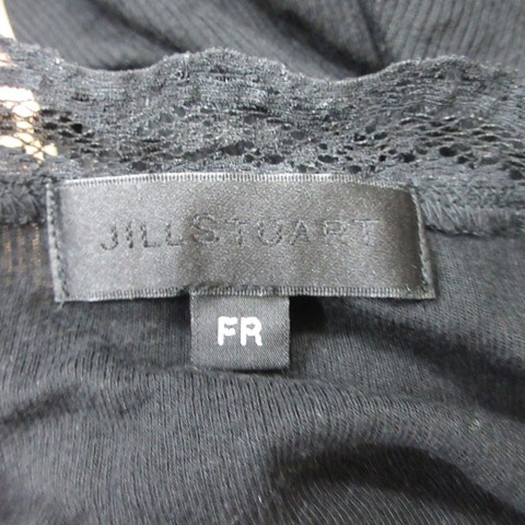 JILLSTUART(ジルスチュアート)のジルスチュアート カットソー リブ 半袖 刺繍 レース FR 黒 ブラック レディースのトップス(カットソー(半袖/袖なし))の商品写真