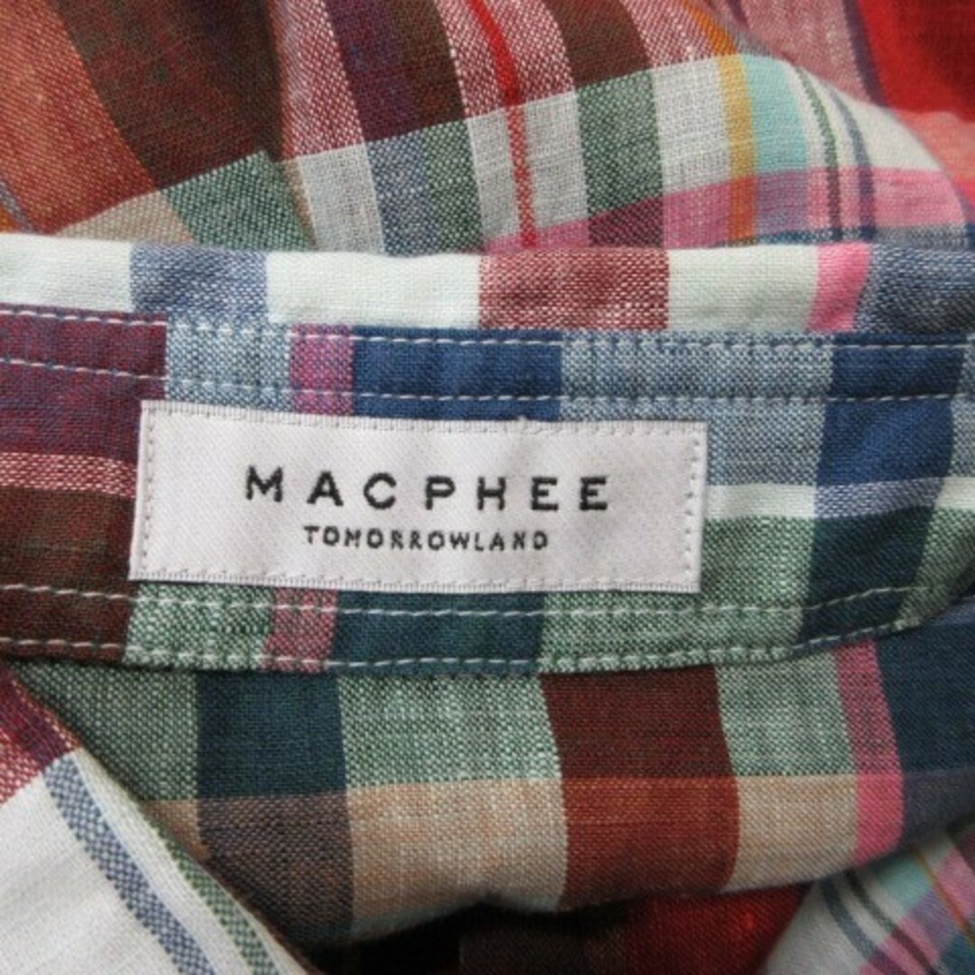 MACPHEE(マカフィー)のマカフィー シャツ ブラウス チェック 長袖 麻 リネン 38 マルチカラー  レディースのトップス(シャツ/ブラウス(長袖/七分))の商品写真