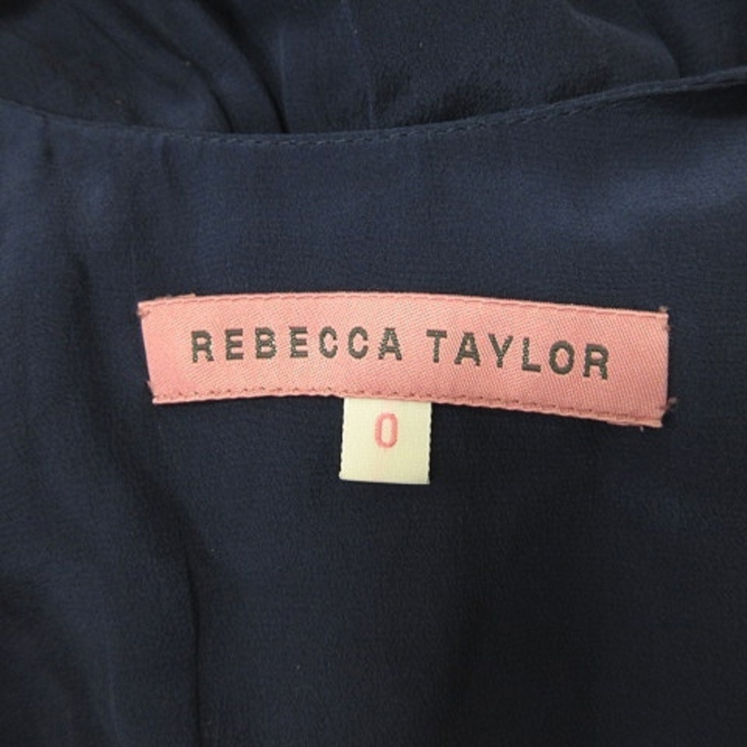 Rebecca Taylor(レベッカテイラー)のレベッカテイラー ワンピース ひざ丈 ノースリーブ 絹 シルク 0 紺 ネイビー レディースのワンピース(ひざ丈ワンピース)の商品写真