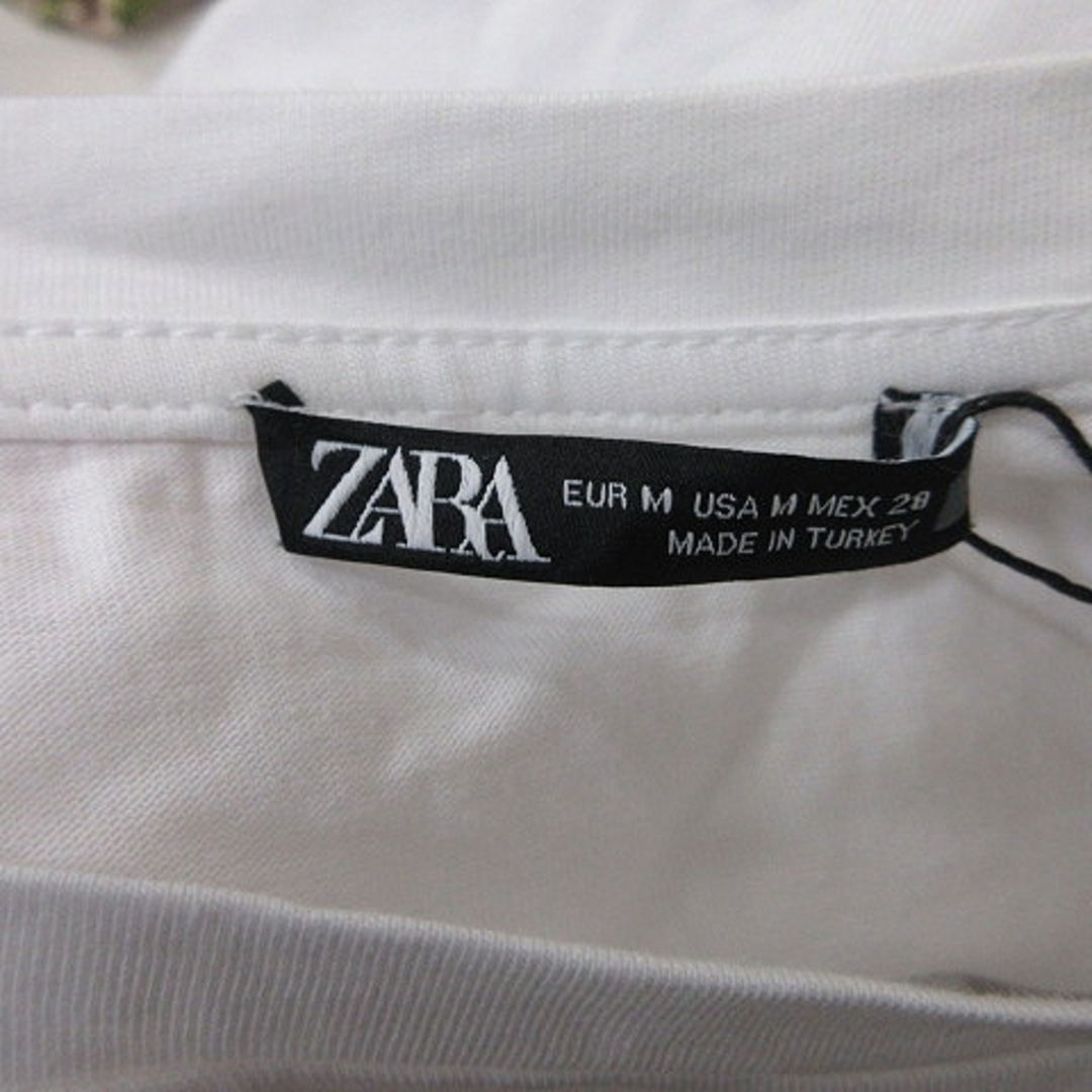 ZARA(ザラ)のザラ Tシャツ カットソー フレンチスリーブ 切替 刺繍 レース 白 赤  レディースのトップス(Tシャツ(半袖/袖なし))の商品写真