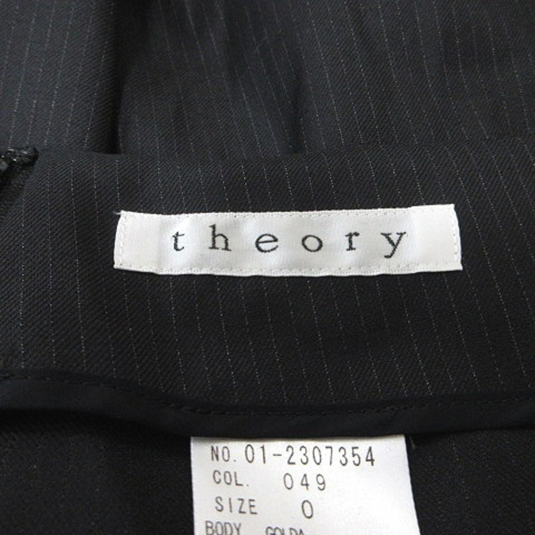 theory(セオリー)のセオリー  タイトスカート ひざ丈 ストライプ ウール 0 黒 ブラック /YI レディースのスカート(ひざ丈スカート)の商品写真