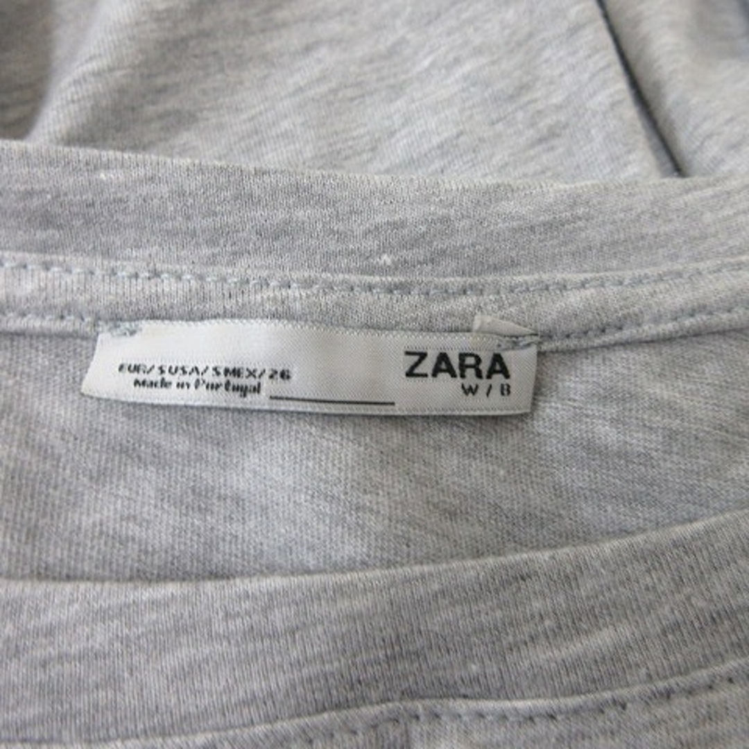 ZARA(ザラ)のザラ Tシャツ カットソー 半袖 フェイクファー ビジュー グレー /YI レディースのトップス(Tシャツ(半袖/袖なし))の商品写真