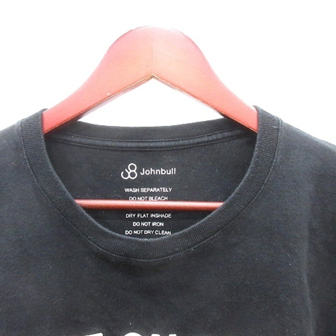 JOHNBULL(ジョンブル)のジョンブル カットソー Tシャツ ラウンドネック フロッキープリント 半袖 黒 メンズのトップス(Tシャツ/カットソー(半袖/袖なし))の商品写真