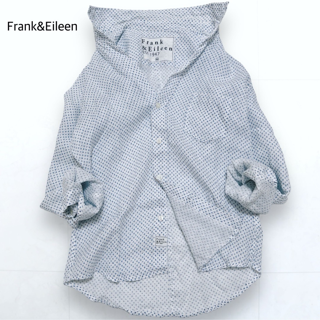 Frank&Eileen(フランクアンドアイリーン)のFrank&Eileen リネン スキッパー 小花柄 シャツ 長袖 ブルー XS レディースのトップス(シャツ/ブラウス(長袖/七分))の商品写真