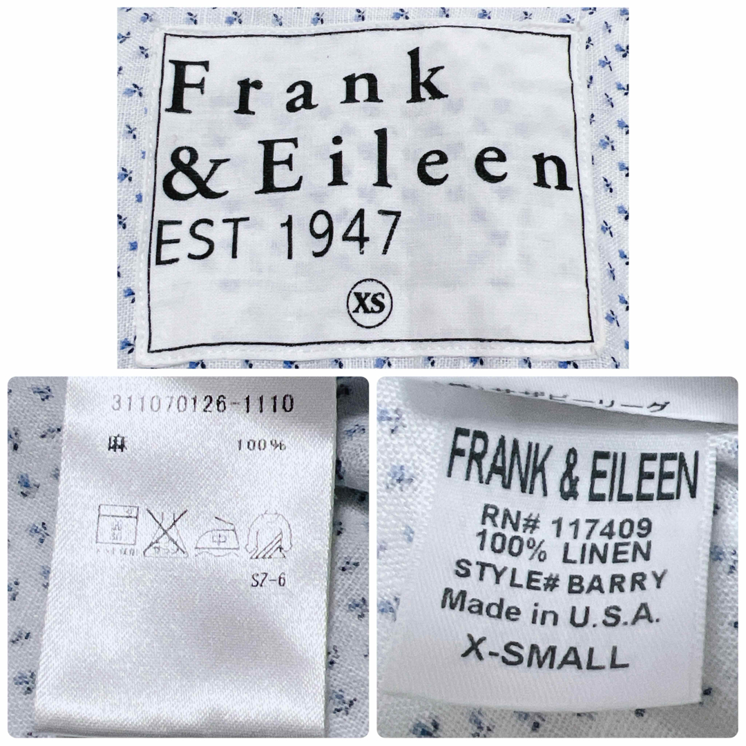 Frank&Eileen(フランクアンドアイリーン)のFrank&Eileen リネン スキッパー 小花柄 シャツ 長袖 ブルー XS レディースのトップス(シャツ/ブラウス(長袖/七分))の商品写真