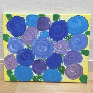 油絵　花　花束　バラ　霞草　原画　ラナンキュラス　インテリア　アート