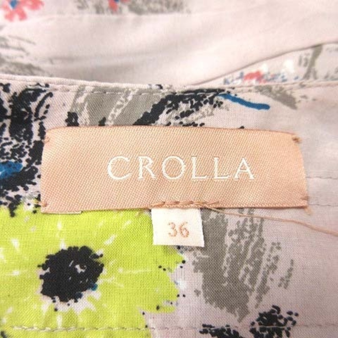 CROLLA(クローラ)のクローラ ワンピース ひざ丈 ノースリーブ フリル タック 花柄 36 ピンク レディースのワンピース(ひざ丈ワンピース)の商品写真