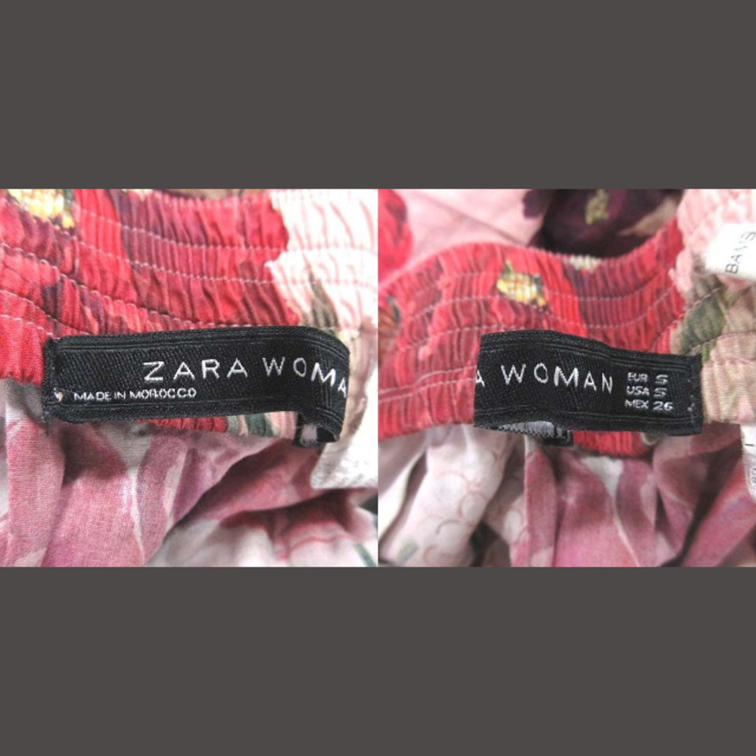 ザラウーマン フレアスカート タック ロング 花柄 S ピンク レディースのスカート(ロングスカート)の商品写真