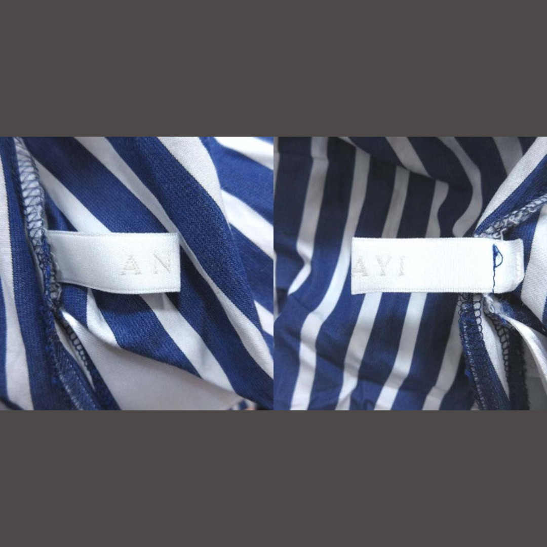ANAYI(アナイ)のアナイ フレアスカート ロング イレギュラーヘム ストライプ 38 紺 白 レディースのスカート(ロングスカート)の商品写真