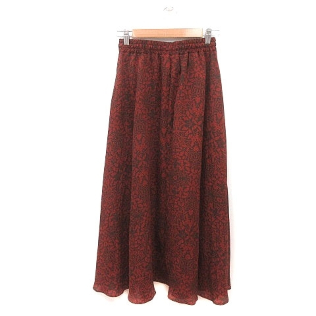 Techichi(テチチ)のテチチ フレアスカート ロング 花柄 ウエストマーク F 茶 ブラウン レディースのスカート(ロングスカート)の商品写真