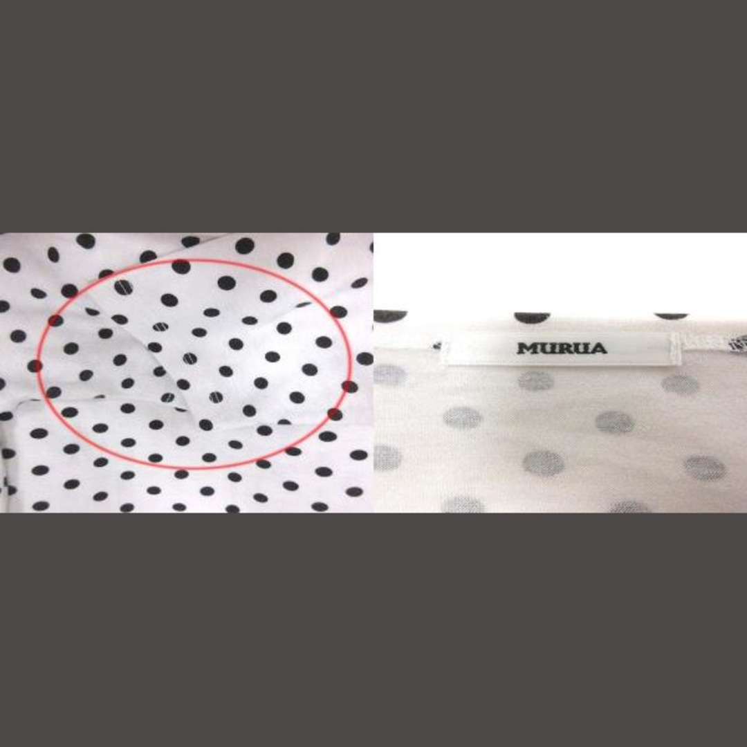 MURUA(ムルーア)のMURUA カットソー ショート丈 ドット 半袖 1 白 ホワイト 黒 ブラック レディースのトップス(カットソー(半袖/袖なし))の商品写真