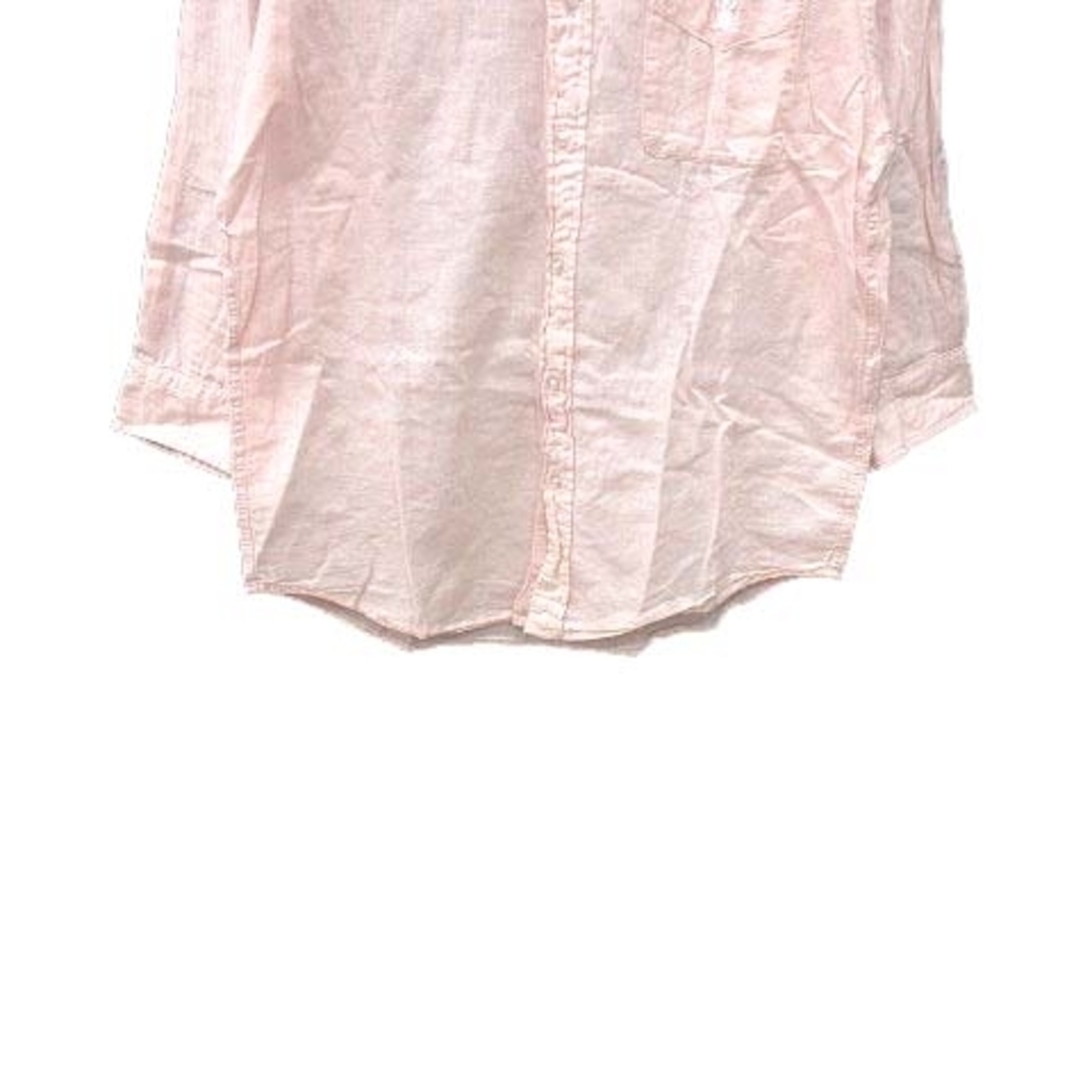 coen(コーエン)のcoen シャツ ボタンダウン ワンポイント 七分袖 麻 リネン M ピンク メンズのトップス(シャツ)の商品写真
